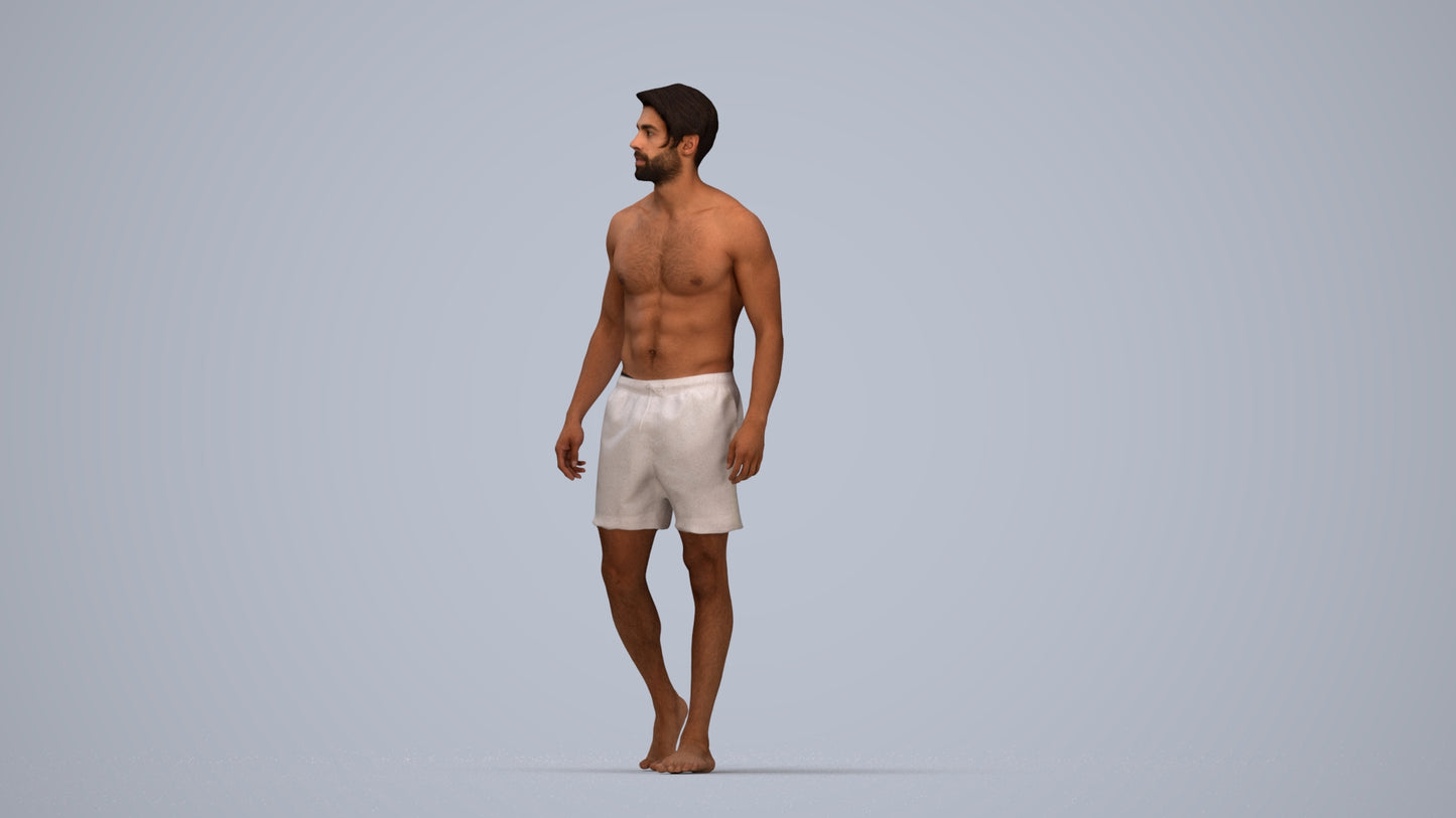 realistic 3D people man pool, render-ready for V-Ray and Corona, FBX OBJ, top-down view render