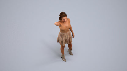 realistic 3D human woman casual standing, archviz people FBX OBJ for Blender, back view render