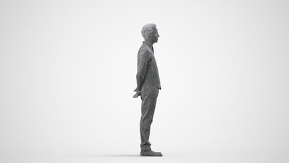 3D people model man hospitality, scanned human for 3ds Max rendering, wireframe side view