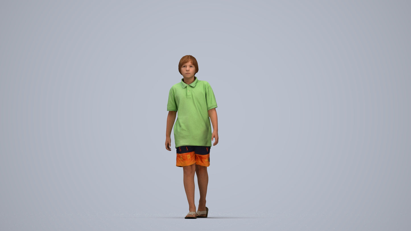 3D scanned boy kids, photorealistic archviz people for Enscape and SketchUp, top-down view render