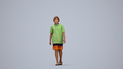 3D scanned boy kids, photorealistic archviz people for Enscape and SketchUp, top-down view render