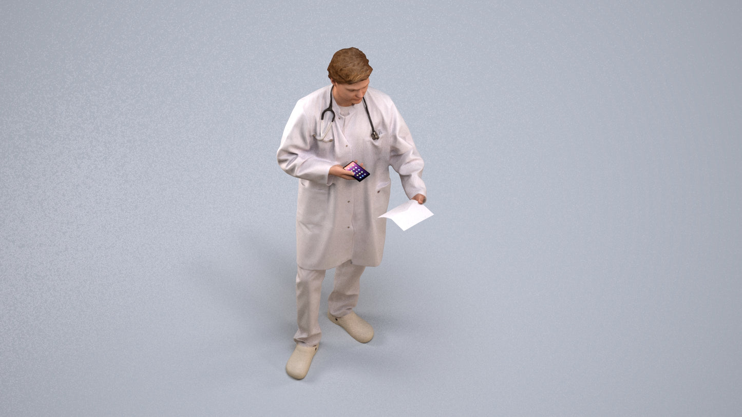 3D human model man medical, photogrammetry scanned person for archviz, back view render