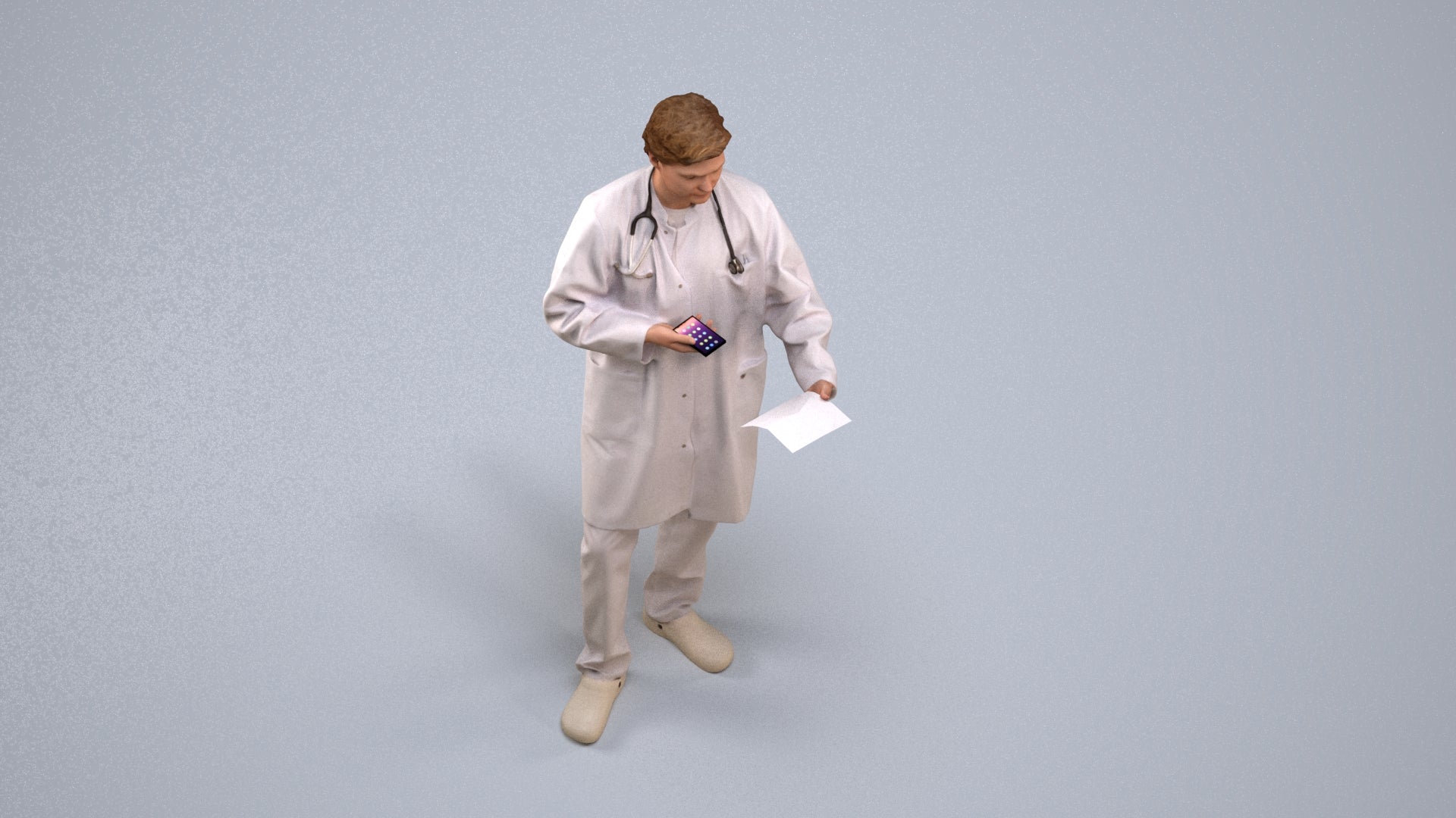 3D human model man medical, photogrammetry scanned person for archviz, back view render
