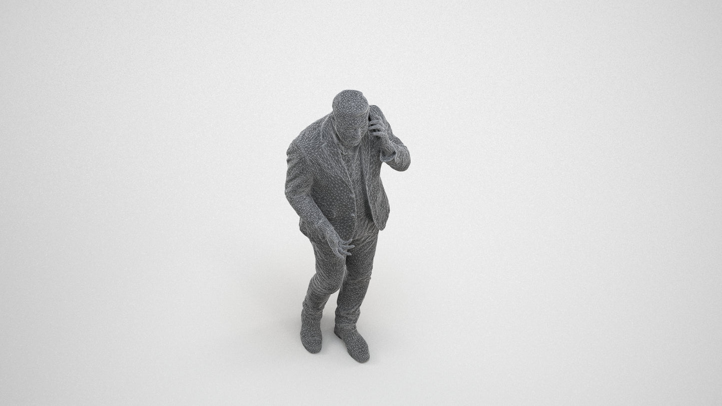 realistic 3D people man business, render-ready for V-Ray and Corona, FBX OBJ, wireframe three-quarter view