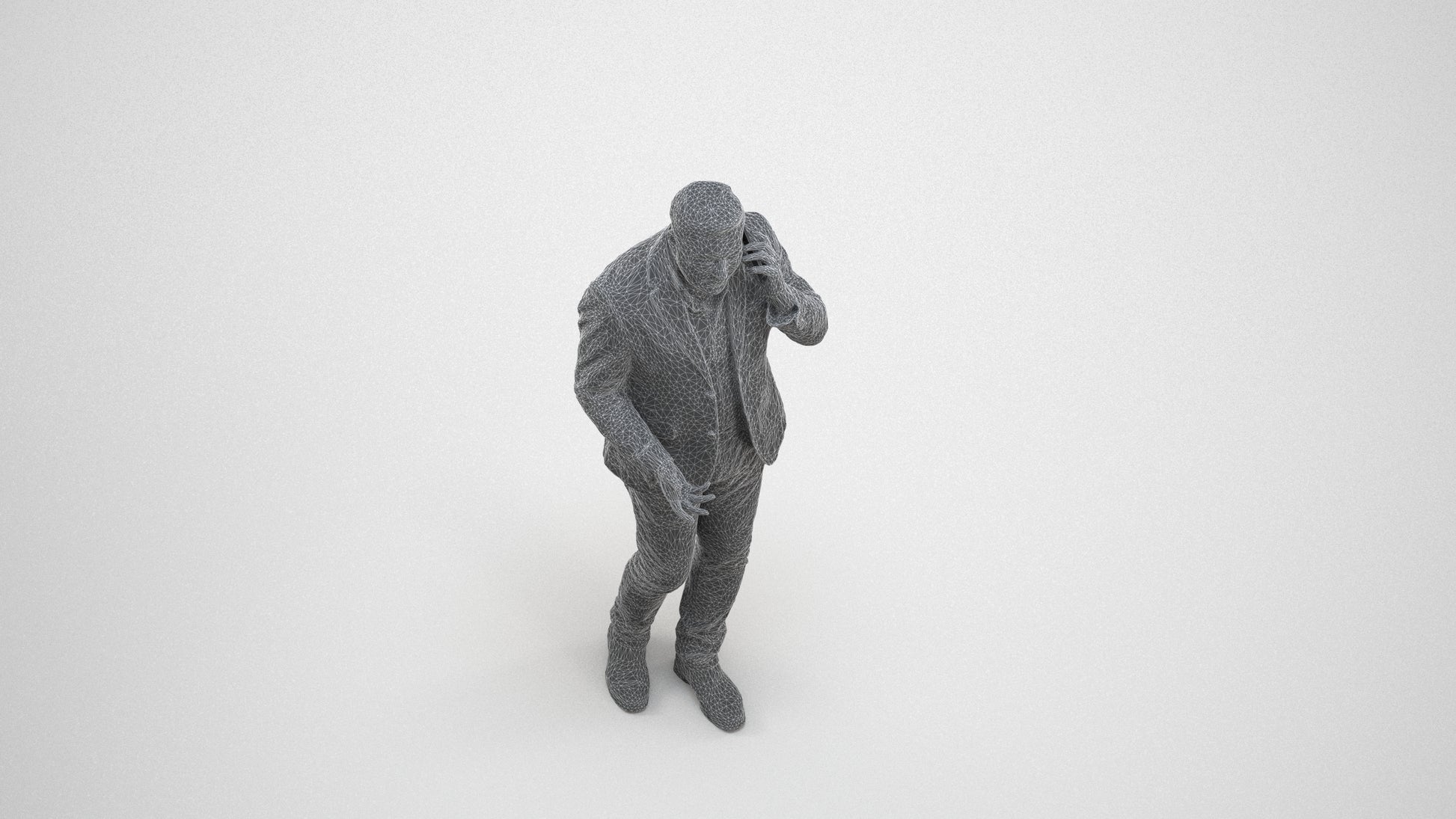 realistic 3D people man business, render-ready for V-Ray and Corona, FBX OBJ, wireframe three-quarter view