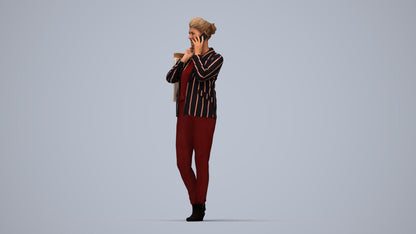 photogrammetry 3D woman business formalaffairs, realistic human model archviz FBX, top-down view render