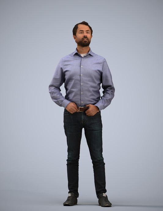 3D scanned man standing business, photorealistic archviz people for Enscape and SketchUp