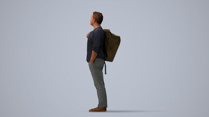 realistic 3D people man casual standing, render-ready for V-Ray and Corona, FBX OBJ, three-quarter view render
