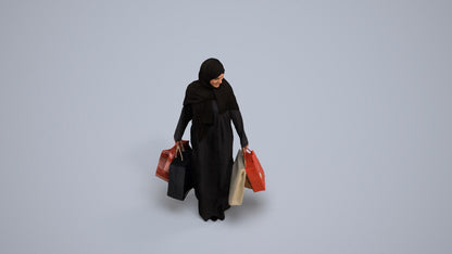 realistic 3D people woman casual shopping, render-ready for V-Ray and Corona, FBX OBJ, back view render