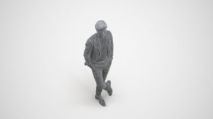 realistic 3D people man business standing, render-ready for V-Ray and Corona, FBX OBJ, wireframe three-quarter view