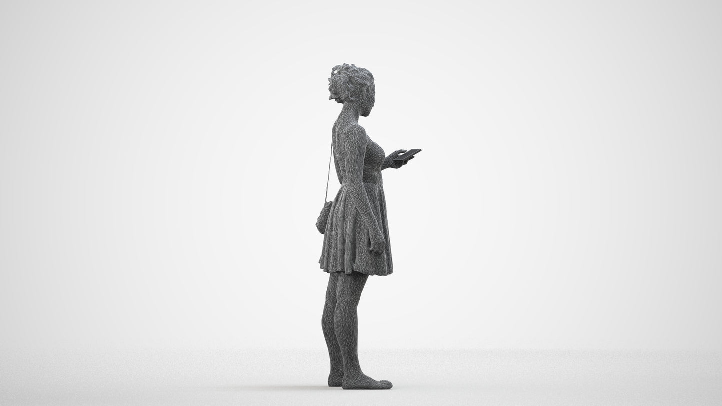 scanned 3D woman formal formalaffairs, photogrammetry people for Enscape and V-Ray, wireframe side view
