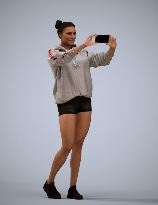 3D people model woman casual standing, scanned human for 3ds Max rendering