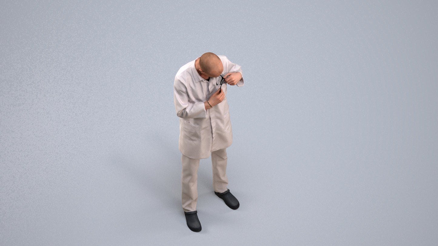 scanned 3D man medical, photogrammetry people for Enscape and V-Ray, back view render