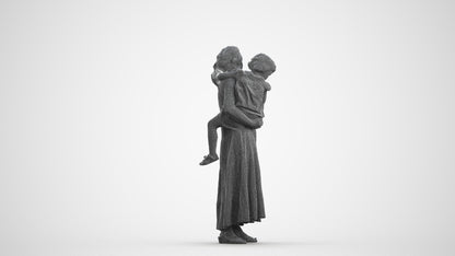 3D people model girl casual kids, scanned human for 3ds Max rendering, wireframe front view