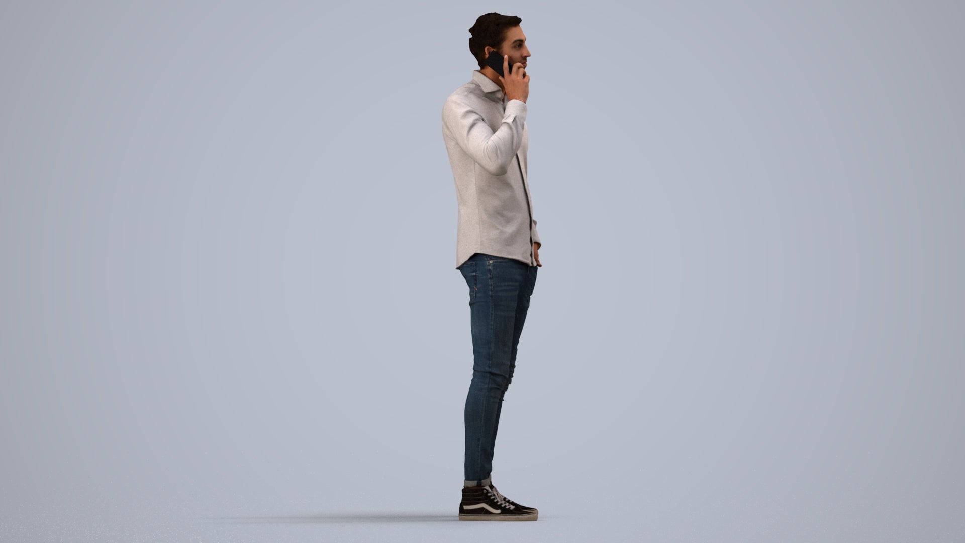 scanned 3D man casual standing, photogrammetry people for Enscape and V-Ray, side view render