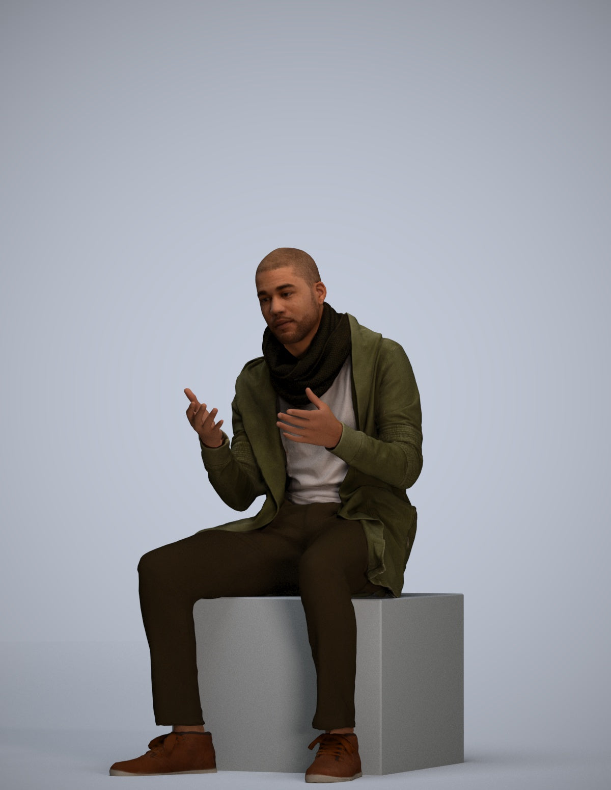 realistic 3D man casual pool, scanned archviz people for Blender and 3ds Max