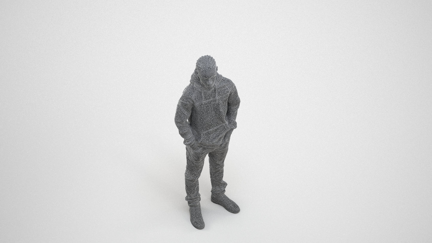 3D people model boy casual kids, scanned human for 3ds Max rendering, wireframe three-quarter view