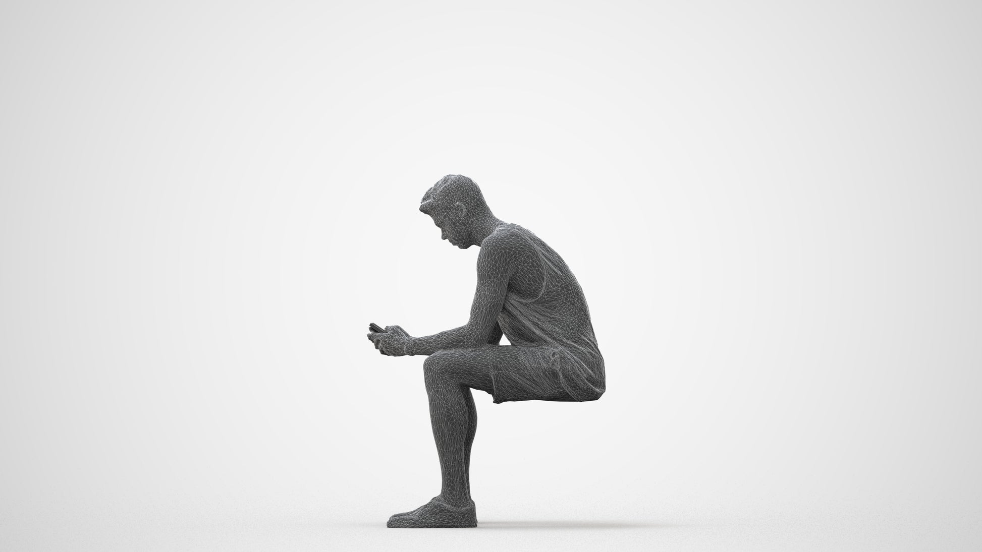 3D people model man casual sitting, scanned human for 3ds Max rendering, square thumbnail