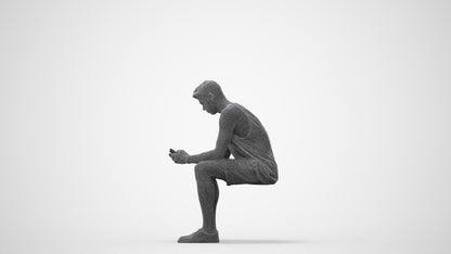 3D people model man casual sitting, scanned human for 3ds Max rendering, square thumbnail