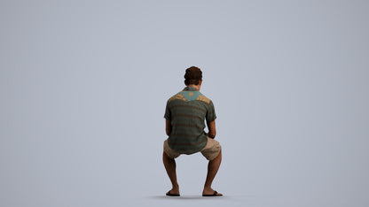 realistic 3D people man casual sitting, render-ready for V-Ray and Corona, FBX OBJ, front view render