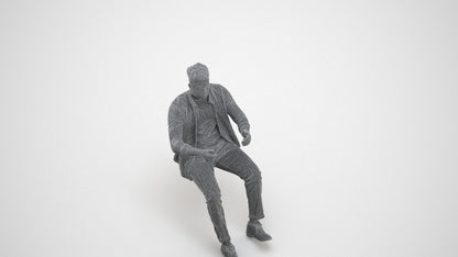 scanned 3D man casual driving, photogrammetry people for Enscape and V-Ray, wireframe three-quarter view