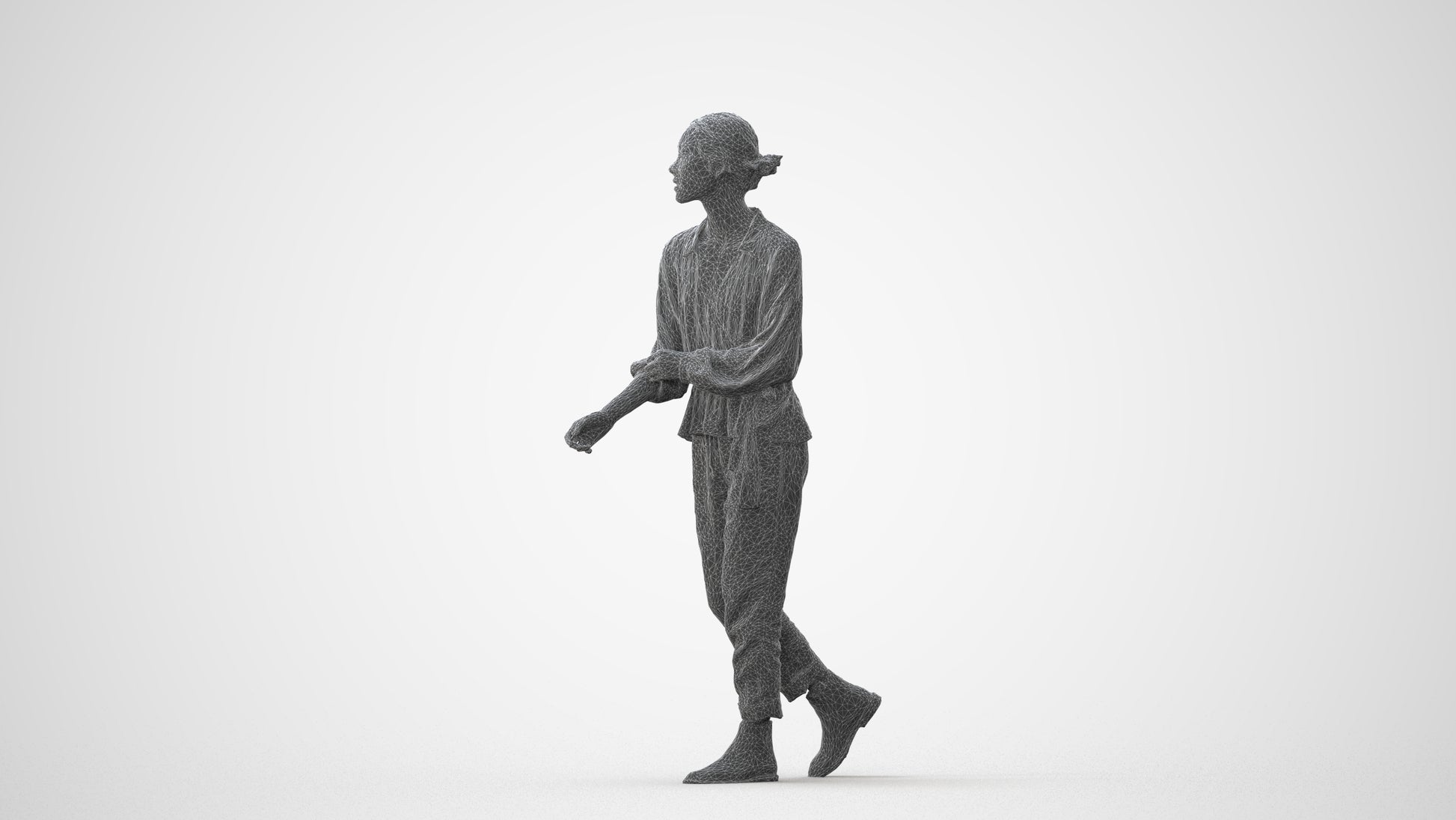 realistic 3D human woman casual walking, archviz people FBX OBJ for Blender, square thumbnail