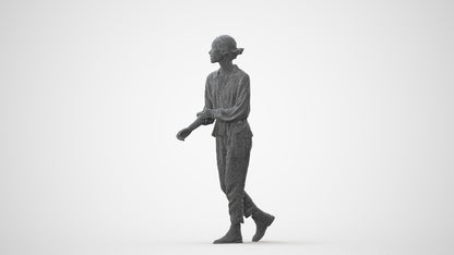 realistic 3D human woman casual walking, archviz people FBX OBJ for Blender, square thumbnail