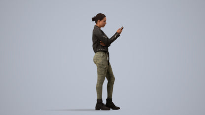 photogrammetry 3D woman casual standing, realistic human model archviz FBX, side view render