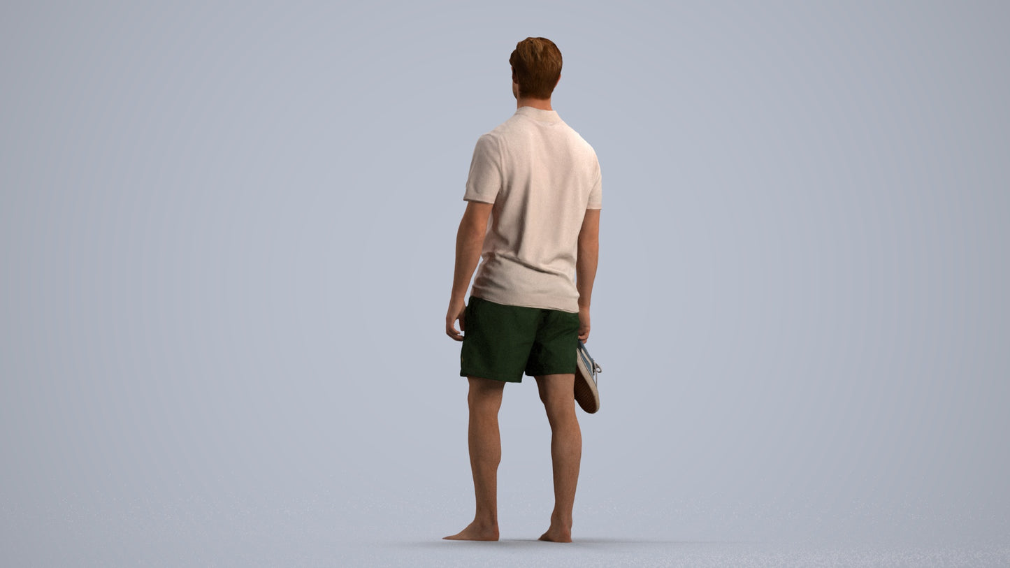 3D human model man casual walking, photogrammetry scanned person for archviz, front view render