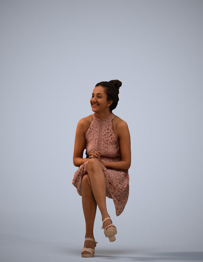 realistic 3D woman formal sitting, scanned archviz people for Blender and 3ds Max