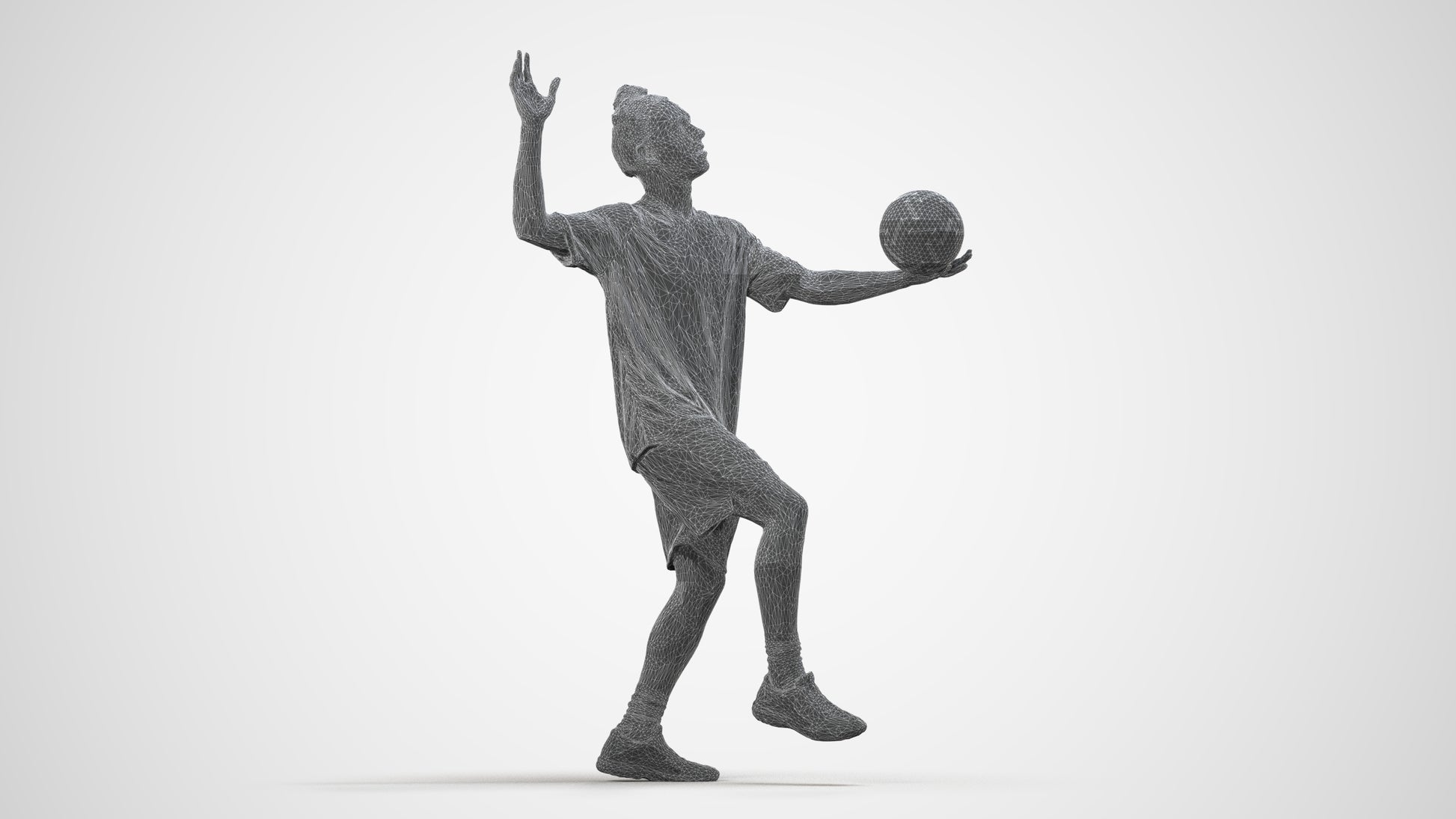 scanned 3D man sport, photogrammetry people for Enscape and V-Ray, wireframe side view
