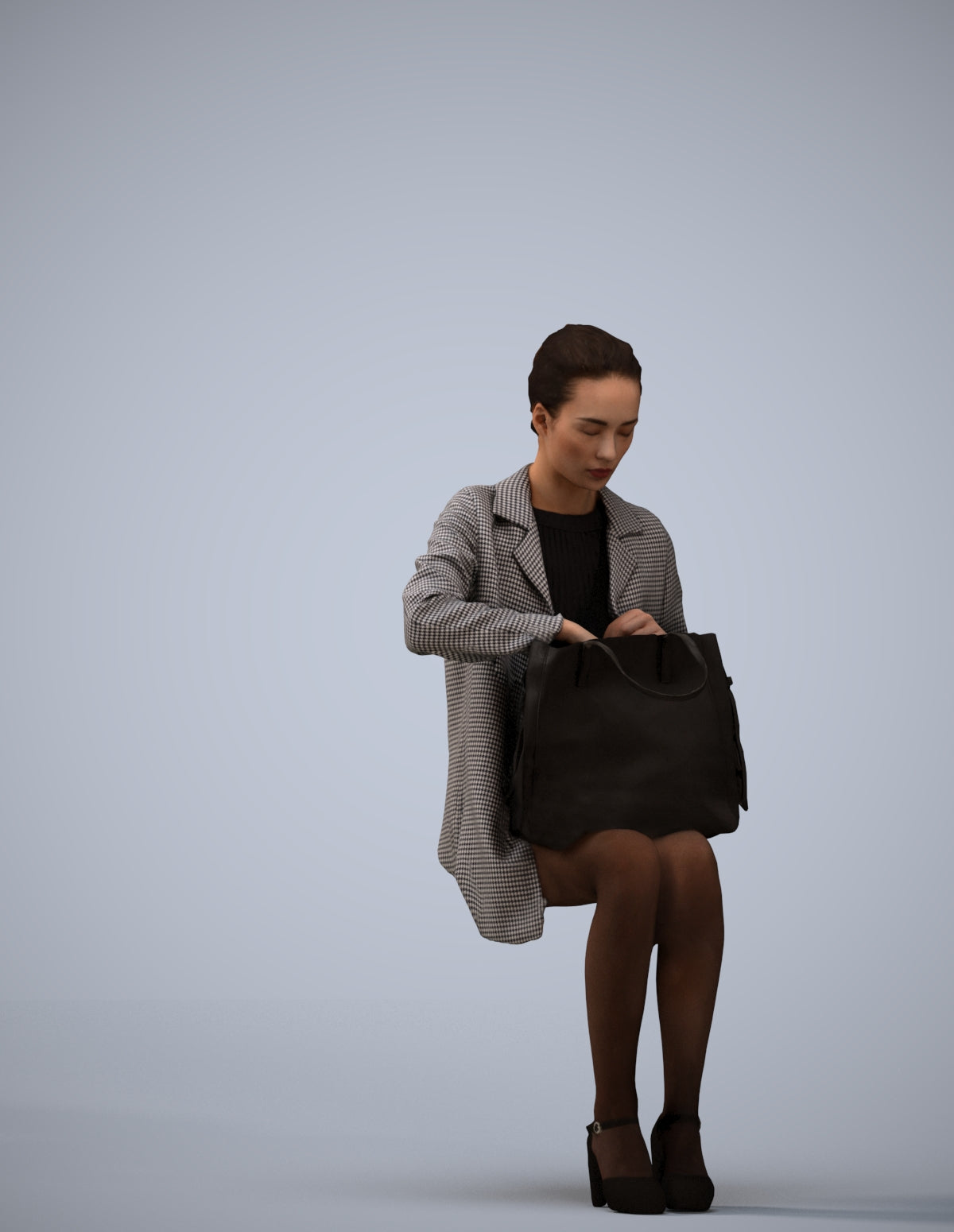 realistic 3D people woman business sitting, render-ready for V-Ray and Corona, FBX OBJ