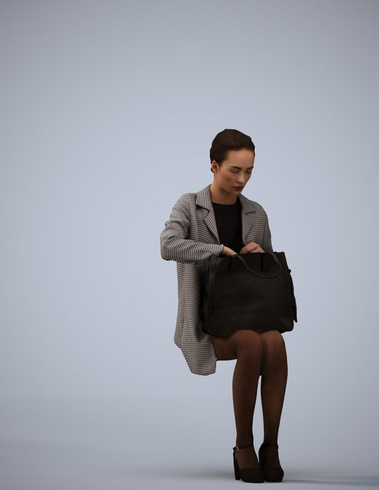 realistic 3D people woman business sitting, render-ready for V-Ray and Corona, FBX OBJ