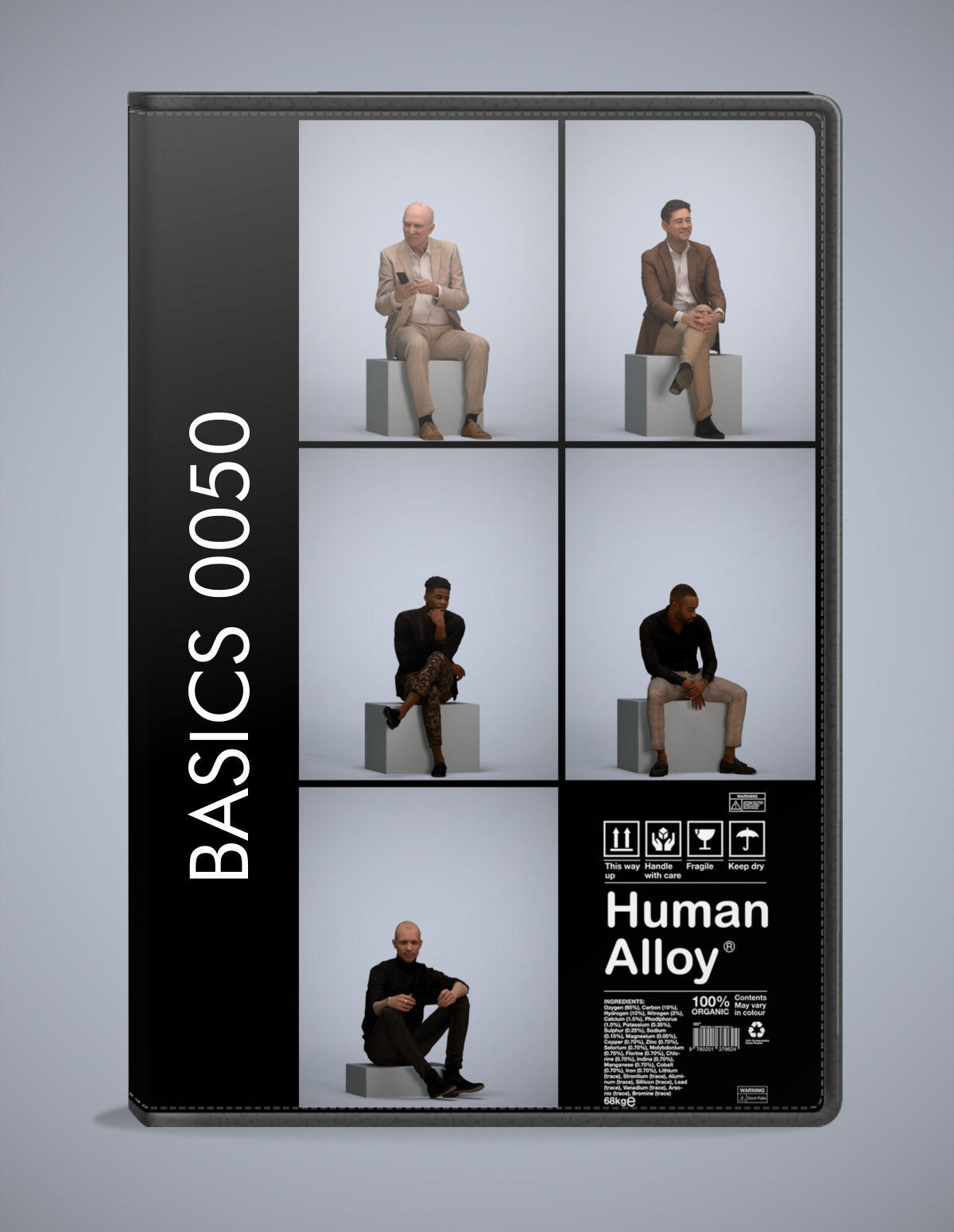 realistic 3D people sitting set, 5 render-ready models for V-Ray and Corona