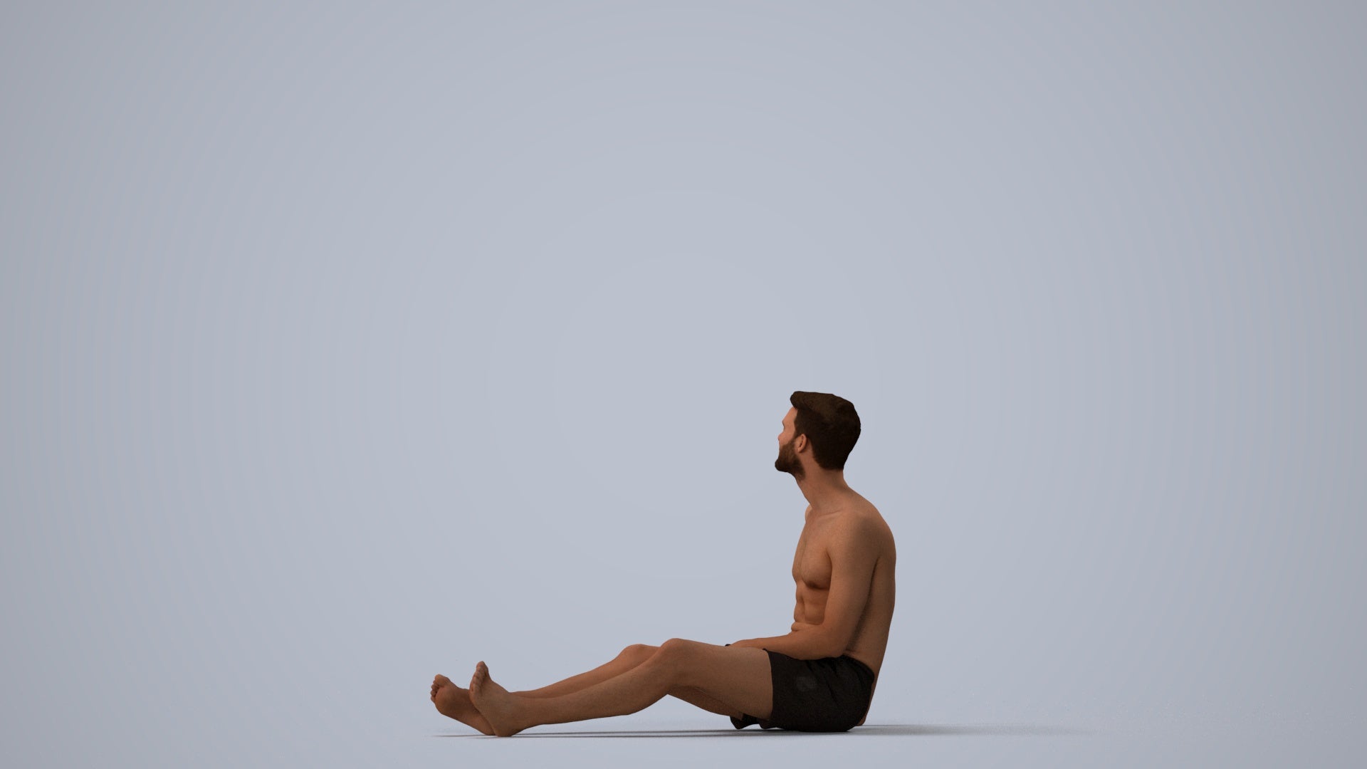 3D people model man pool, scanned human for 3ds Max rendering, three-quarter view render