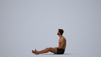 3D people model man pool, scanned human for 3ds Max rendering, three-quarter view render