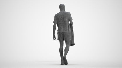 scanned 3D man walking, photogrammetry people for Enscape and V-Ray, wireframe front view