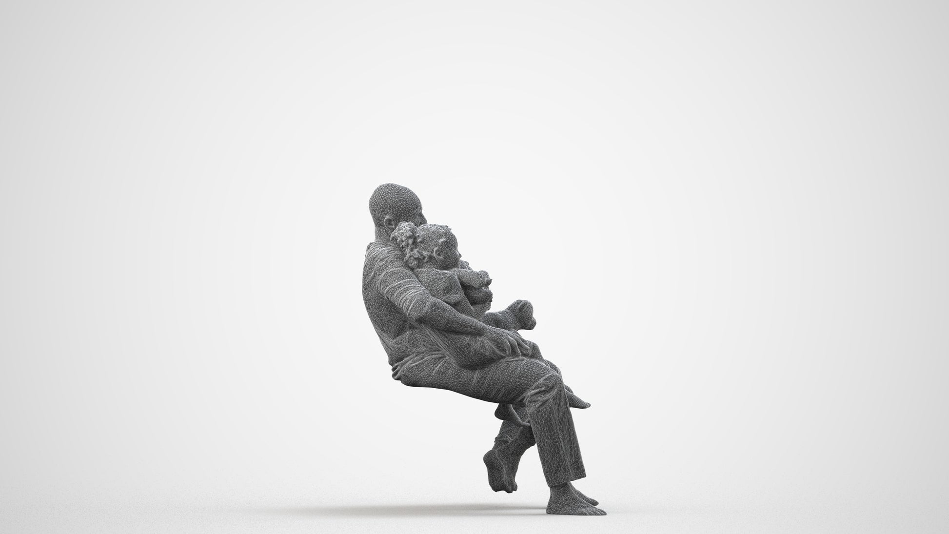 realistic 3D people girl kids, render-ready for V-Ray and Corona, FBX OBJ, wireframe side view