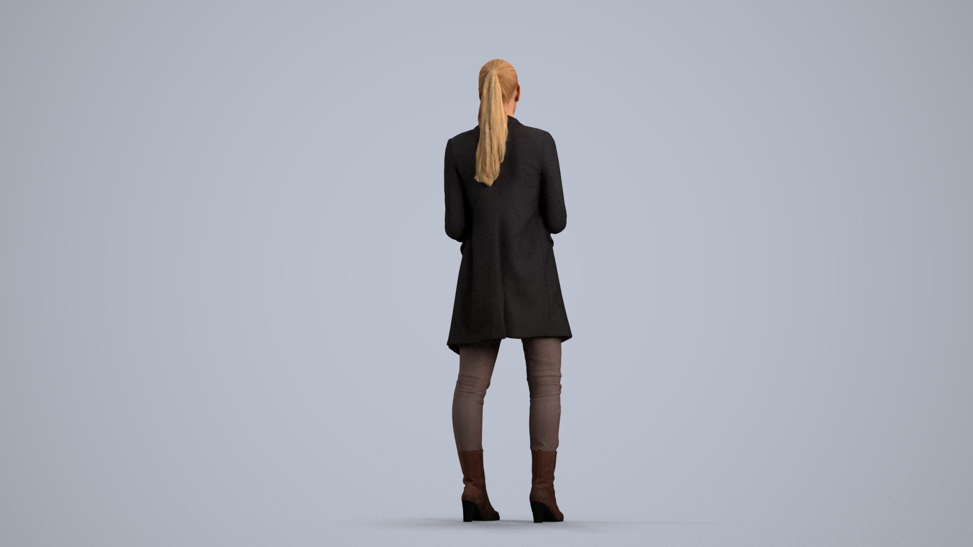scanned 3D woman business standing, photogrammetry people for Enscape and V-Ray, front view render