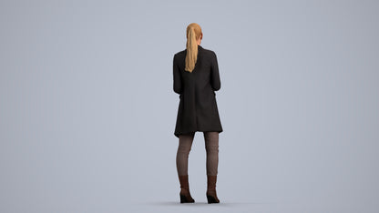 scanned 3D woman business standing, photogrammetry people for Enscape and V-Ray, front view render