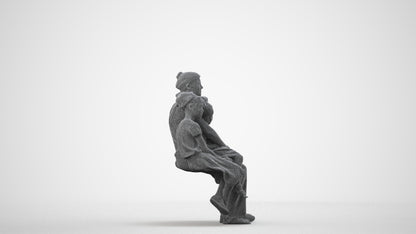 3D scanned girl kids casual, photorealistic archviz people for Enscape and SketchUp, wireframe side view