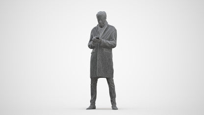 photogrammetry 3D man standing, realistic human model archviz FBX, three-quarter front view render