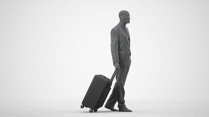 3D people model man business, scanned human for 3ds Max rendering, wireframe side view