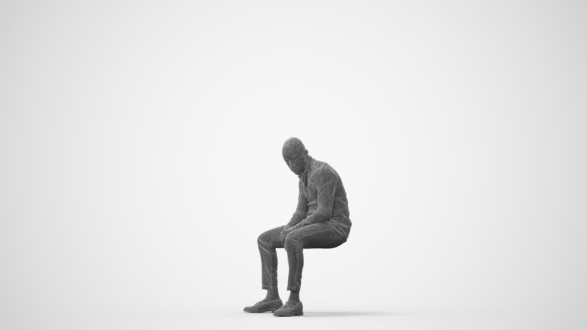 realistic 3D people man business sitting, render-ready for V-Ray and Corona, FBX OBJ, square thumbnail