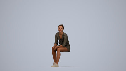 photogrammetry 3D girl casual kids, realistic human model archviz FBX, top-down view render