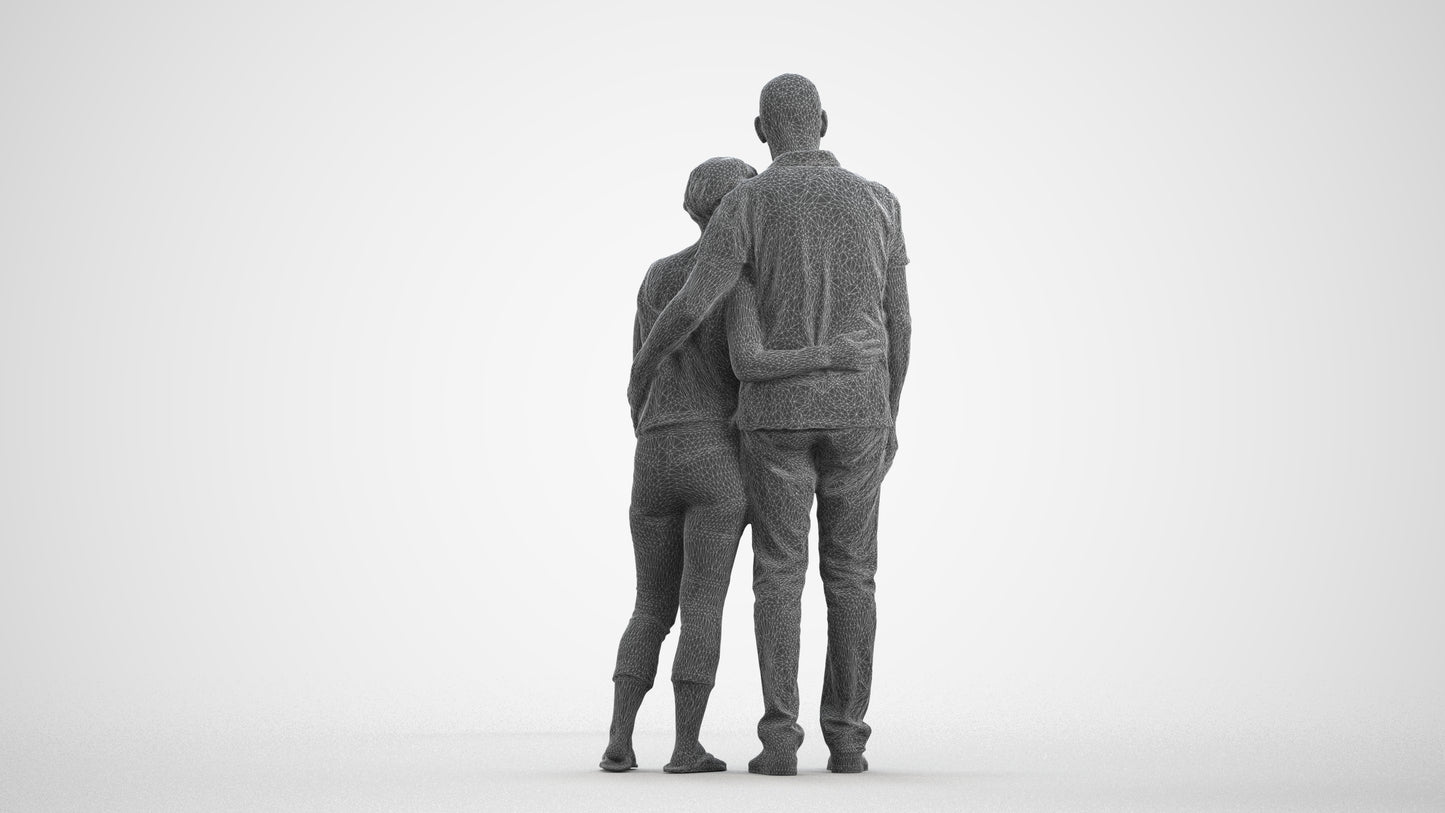 scanned 3D senior woman standing, photogrammetry people for Enscape and V-Ray, wireframe front view