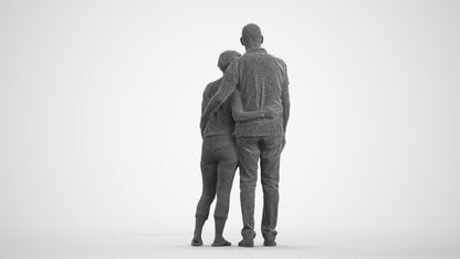scanned 3D senior woman standing, photogrammetry people for Enscape and V-Ray, wireframe front view