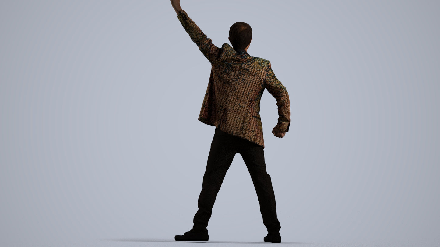 realistic 3D man formal dancing, scanned archviz people for Blender and 3ds Max, front view render