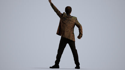 realistic 3D man formal dancing, scanned archviz people for Blender and 3ds Max, front view render