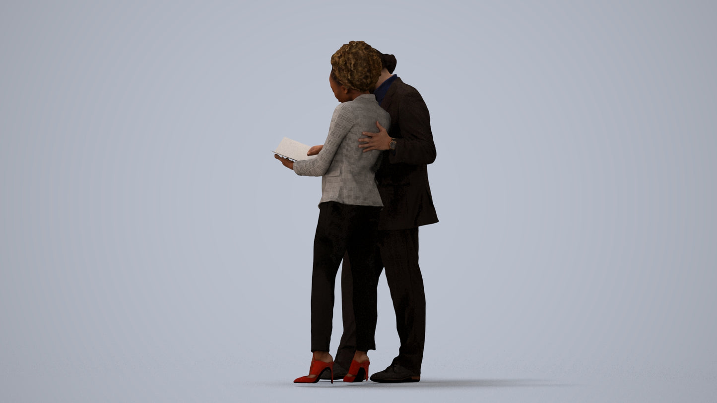 3D people model woman business, scanned human for 3ds Max rendering, three-quarter view render